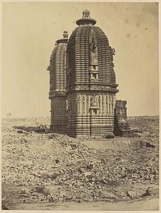 Side view of temples nos. 1 and 2 (Ganesha and Durga Temples), Begunia Temple Complex, Barakar, India