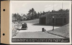 Contract No. 56, Administration Buildings, Main Dam, Belchertown, looking southerly at apron in front of Main Building, Belchertown, Mass., Oct. 10, 1938