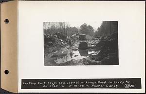 Contract No. 60, Access Roads to Shaft 12, Quabbin Aqueduct, Hardwick and Greenwich, looking east from Sta. 109+90, Greenwich and Hardwick, Mass., Mar. 19, 1938
