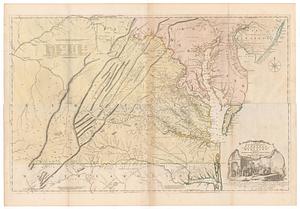 A map of the most inhabited part of Virginia containing the whole province of Maryland with part of Pensilvania, New Jersey and North Carolina