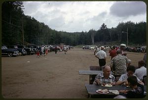 Parking lot full of antique cars at the antique car rally