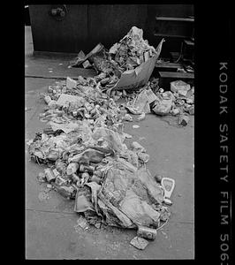 Overflowing trash can, Atlantic Avenue, Boston