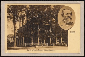 Curtis Hotel: right corner of the Curtis Hotel with inset photo of William O. Curtis