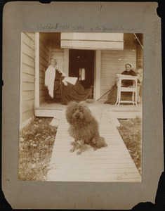 Ventfort Hall: two ladies & dog on porch