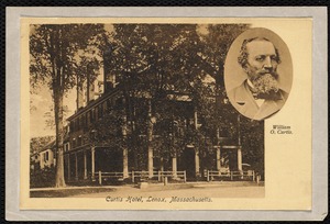 Curtis Hotel: from road, with inset photograph of William O. Curtis