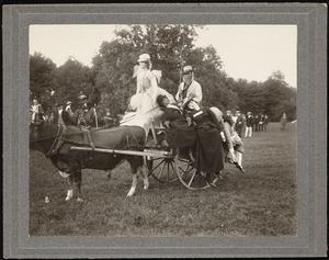 Gymkhana: Mr. Walter Cutting in his wagon with dressed-up dummies