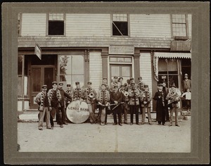 Lenox Band: bandmembers in front of H. Peters Bicycle Shop
