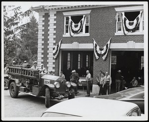 Lenox Bicentennial: fire station with 1924 fire truck