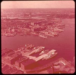 Historic Boston Harbor, air view Navy Yard