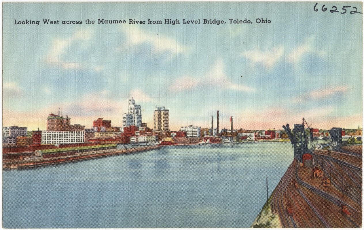 Looking west across the Maumee River from high level bridge, Toledo, Ohio