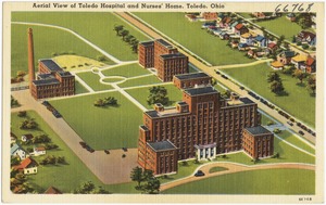 Aerial view of Toledo Hospital and Nurses' Home, Toledo, Ohio