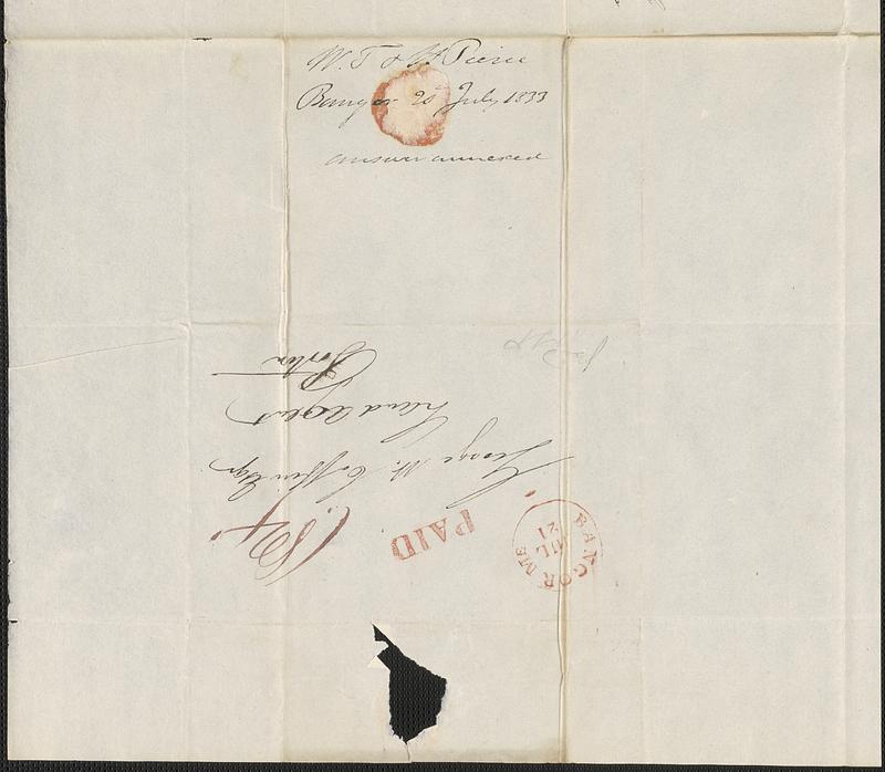 W.T. & H. Pierce to George Coffin, 20 July 1833