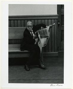 Cambridge City Council, Gentleman Sitting in the Hall Outside the Chambers, 1971