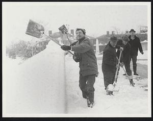 Foot. Harvard Clean it off Bridge - Harvard's maintenance. Weather Snowstorm 2/24/69