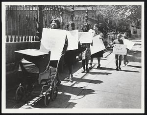 Mothers March outside Atherton School in Dorchester Pickets