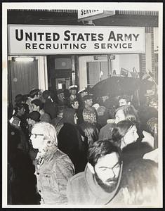 New Bedford. Peace march which rallied in front of Army recruiting station.