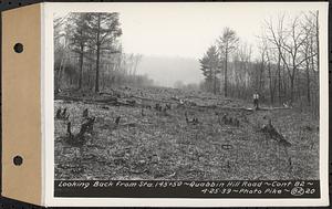 Contract No. 82, Constructing Quabbin Hill Road, Ware, looking back from Sta. 145+50, Ware, Mass., Apr. 25, 1939