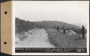 Contract No. 82, Constructing Quabbin Hill Road, Ware, looking back from Sta. 71+50, Ware, Mass., Sep. 15, 1939