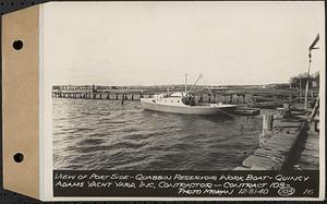 Contract No. 103, Construction of Work Boat for Quabbin Reservoir, Quincy, view of port side, Quincy, Mass., Dec. 31, 1940