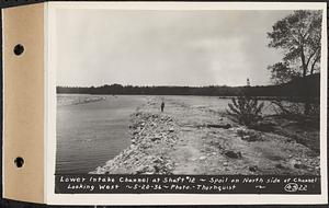 Contract No. 49, Excavating Diversion Channels, Site of Quabbin Reservoir, Dana, Hardwick, Greenwich, lower intake channel at Shaft 12, spoil on north side of channel, looking west, Hardwick, Mass., May 20, 1936