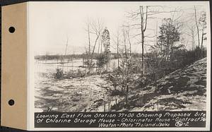 Contract No. 96, Chlorine Storage House and Equipment and Chlorinating Equipment for Gate House at Norumbega Reservoir, Weston, looking east from Sta. 97+00 showing proposed site of chlorine storage house, chlorinator house, Weston, Mass., Jan. 30, 1940