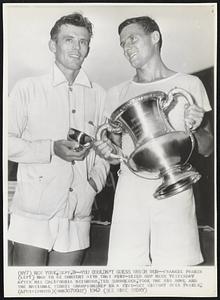 You Couldn't Guess Which Won-Frankie Parker (left) had to be content with that pint-sized cup here yesterday after his California neighbor, Ted Schroeder, took the big bowl and the national tennis championship in a five-set victory over Parker.