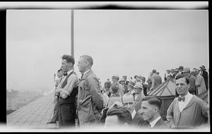 Lindbergh in Boston -- crowds on rooftops