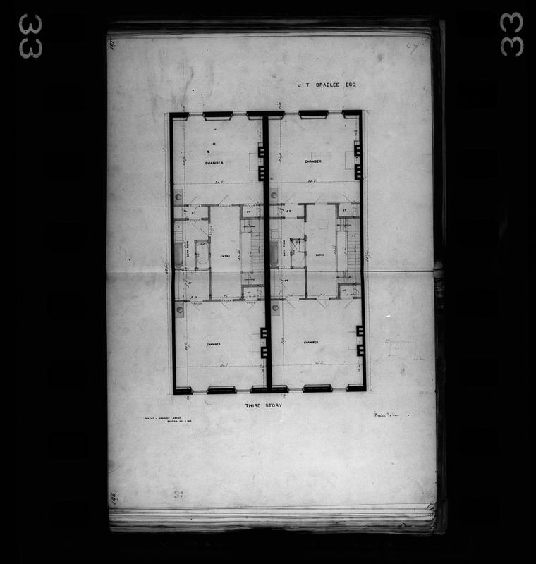 Third story plan drawing of 113-115 Beacon Street, Boston, Massachusetts