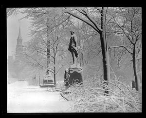 Gen. Thaddeus Kościuszko statue: covered with snow - Public Garden