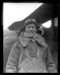 Unidentified aviator smiling
