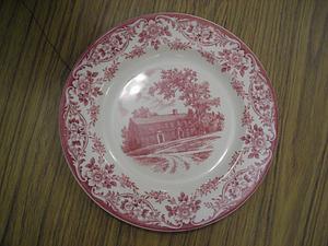 Red and white decorative plate
