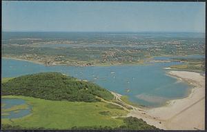 An aerial view of Chatham and Pleasant Bay, Cape Cod, Massachusetts