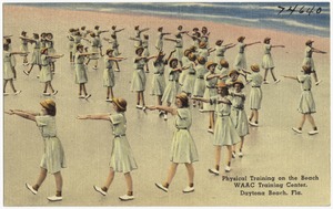 Physical training on the beach, WAAC training center, Daytona Beach, Florida