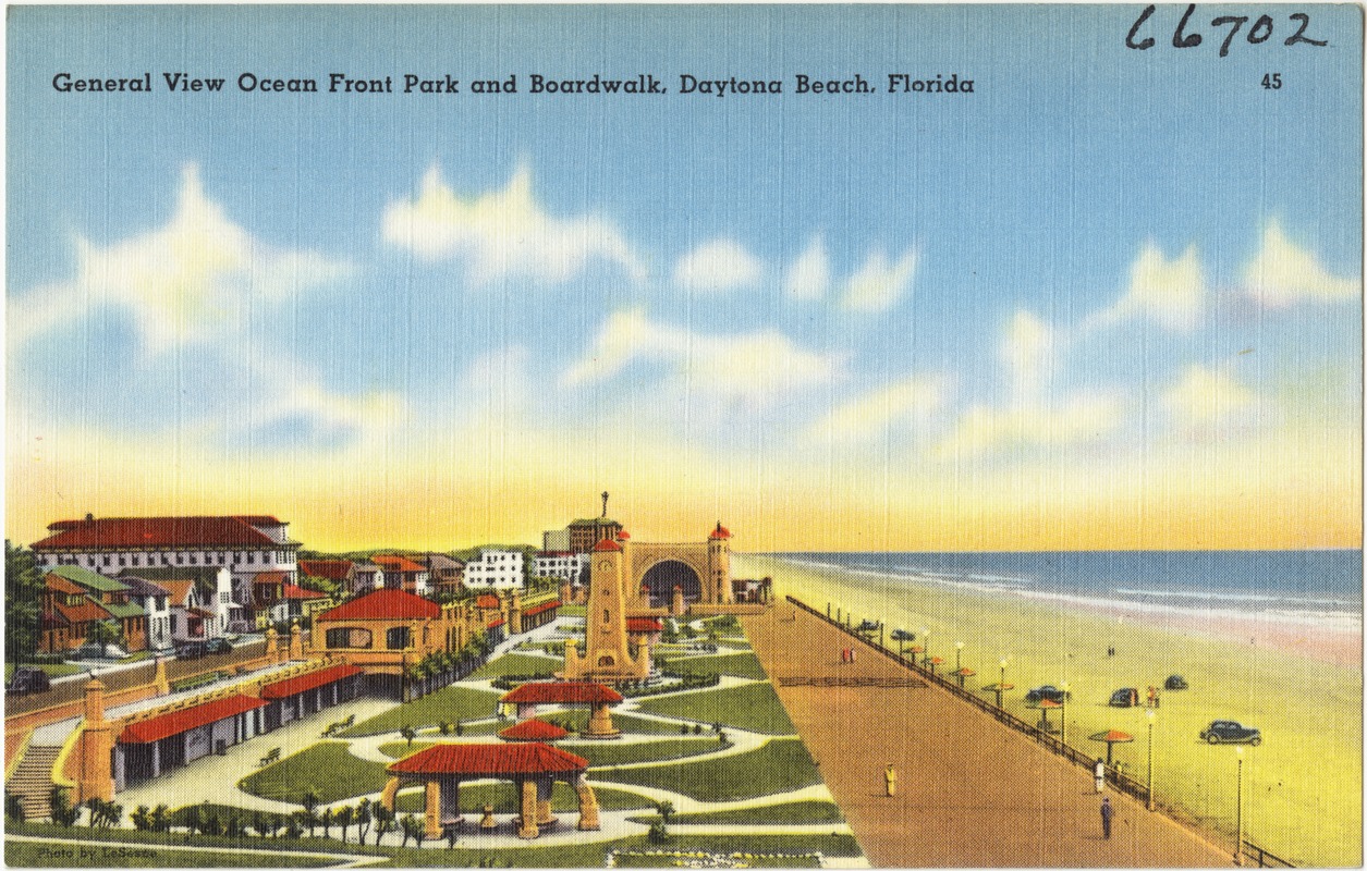 General view Ocean Front Park and boardwalk, Daytona Beach, Florida