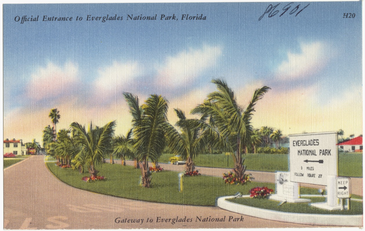 Official Entrance to Everglades National Park, Florida. Gateway to Everglades National Park