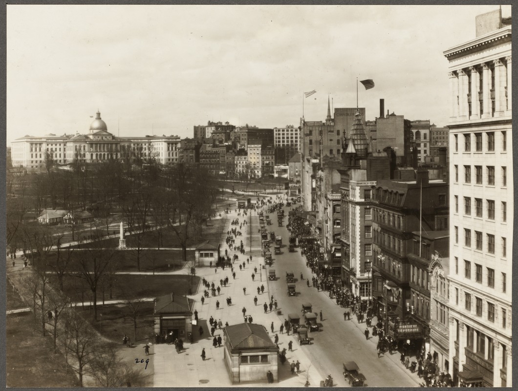 Boston Common. 1918, showing Tremont and Park Sts.