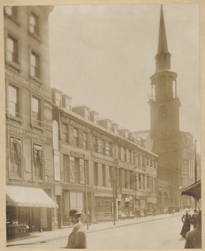 Washington Street: "South Row" (center of the photograph), erected 1801-2 by the Old South Church Corp., razed July, 1902
