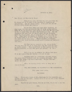 Sacco-Vanzetti Case Records, 1920-1928. Correspondence. Bartolomeo Vanzetti to Mrs. Elizabeth G. Evans, November 2, 1923. Box 40, Folder 8, Harvard Law School Library, Historical & Special Collections