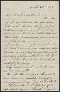 Sacco-Vanzetti Case Records, 1920-1928. Correspondence. Bartolomeo Vanzetti to Mrs. Elizabeth G. Evans, July 17, 1923. Box 40, Folder 9, Harvard Law School Library, Historical & Special Collections