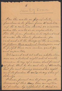 Sacco-Vanzetti Case Records, 1920-1928. Correspondence. Bartolomeo Vanzetti to Mrs. Elizabeth G. Evans, December 1924. Box 40, Folder 10, Harvard Law School Library, Historical & Special Collections