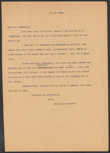 Sacco-Vanzetti Case Records, 1920-1928. Correspondence. Bartolomeo Vanzetti to Mrs. Jessica Henderson, November 22, 1926. Box 40, Folder 29, Harvard Law School Library, Historical & Special Collections