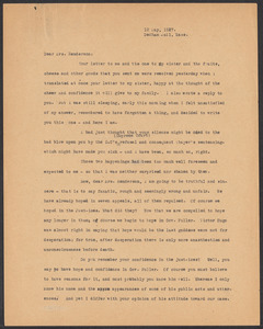 Sacco-Vanzetti Case Records, 1920-1928. Correspondence. Bartolomeo Vanzetti to Mrs. Jessica Henderson, May 12, 1927. Box 40, Folder 31, Harvard Law School Library, Historical & Special Collections