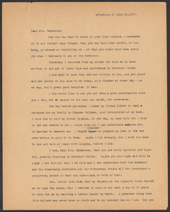 Sacco-Vanzetti Case Records, 1920-1928. Correspondence. Bartolomeo Vanzetti to Mrs. Jessica Henderson, July 20, 1927. Box 40, Folder 33, Harvard Law School Library, Historical & Special Collections