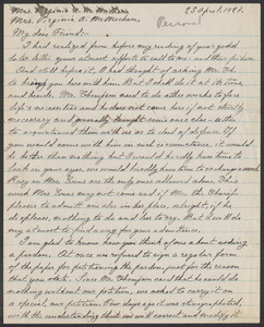 Sacco-Vanzetti Case Records, 1920-1928. Correspondence. Bartolomeo Vanzetti to Mrs. Virginia MacMechan, April 25, 1927. Box 40, Folder 66, Harvard Law School Library, Historical & Special Collections