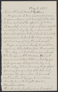 Sacco-Vanzetti Case Records, 1920-1928. Correspondence. Bartolomeo Vanzetti to Mrs. Maude Pettyjohn, May 7, 1925. Box 40, Folder 73, Harvard Law School Library, Historical & Special Collections