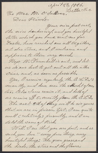 Sacco-Vanzetti Case Records, 1920-1928. Correspondence. Bartolomeo Vanzetti to Mrs. M. O'Sullivan, April 23, 1926. Box 40, Folder 83, Harvard Law School Library, Historical & Special Collections