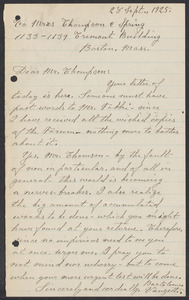 Sacco-Vanzetti Case Records, 1920-1928. Correspondence. Bartolomeo Vanzetti to William G. Thompson, September 28, 1925. Box 40, Folder 96, Harvard Law School Library, Historical & Special Collections