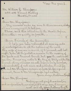 Sacco-Vanzetti Case Records, 1920-1928. Correspondence. Bartolomeo Vanzetti to William G. Thompson, n.d. Box 40, Folder 110, Harvard Law School Library, Historical & Special Collections
