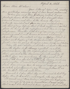 Sacco-Vanzetti Case Records, 1920-1928. Correspondence. Bartolomeo Vanzetti to Mrs. Gertrude L. Winslow, April 3, 1927. Box 40, Folder 111, Harvard Law School Library, Historical & Special Collections