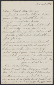 Sacco-Vanzetti Case Records, 1920-1928. Correspondence. Bartolomeo Vanzetti to Mrs. Gertrude L. Winslow, April 13, 1927. Box 40, Folder 113, Harvard Law School Library, Historical & Special Collections